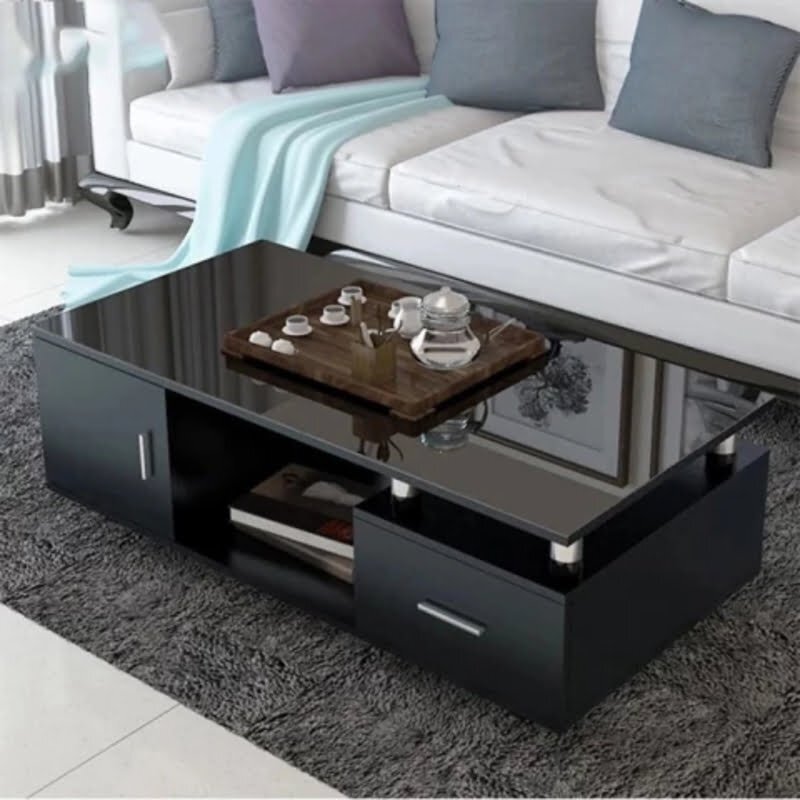 coffe 6 Black Rectangular Coffee Table