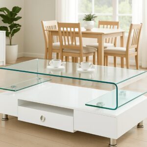 modern bent glass coffee table