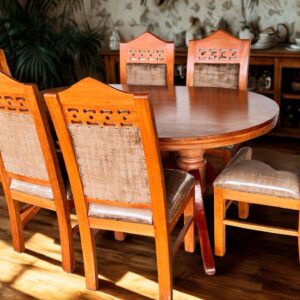 oval mahogany dining set – 6 seater