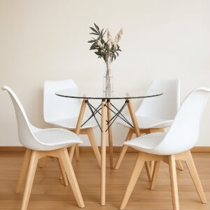 the white 4 seater eames dining set