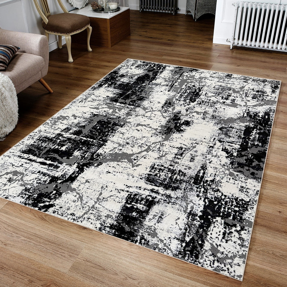 Monarch Abstract Grey & Black Area Rug 1 auto draft